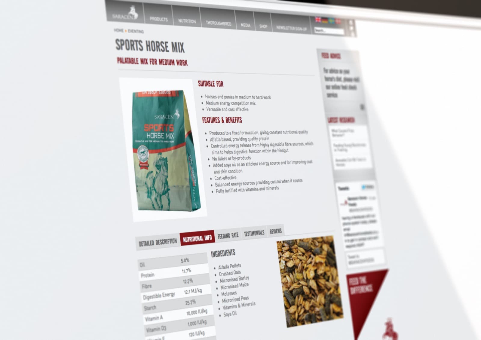 Saracen Horse Feeds website